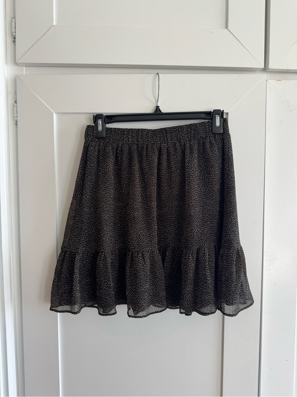 Women’s Black Printed Ruffle Hem Skirt